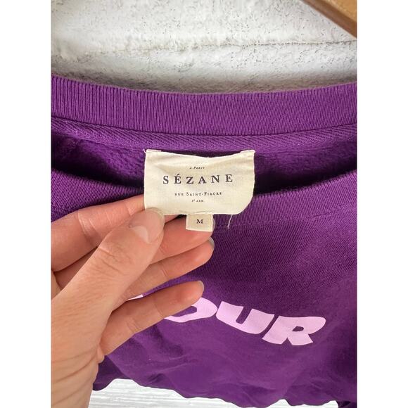 Sezane Women's Crew-Neck Sweatshirt Long Sleeve Regular Fit Purple Size M - Picture 3 of 6